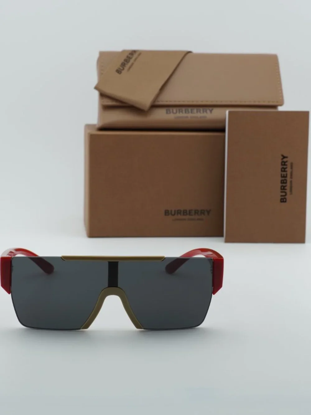 Burberry Kids JB4387 404787 Shield Sunglasses - Beige Red/Dark Grey